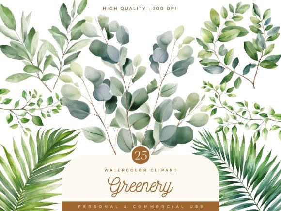 Download Watercolor Greenery Clipart Bundle - Watercolor Collection
