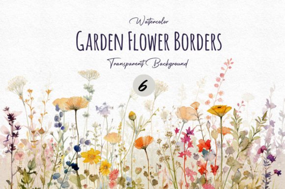 Download Watercolor Garden Flower Border Cliparts - Watercolor Collection
