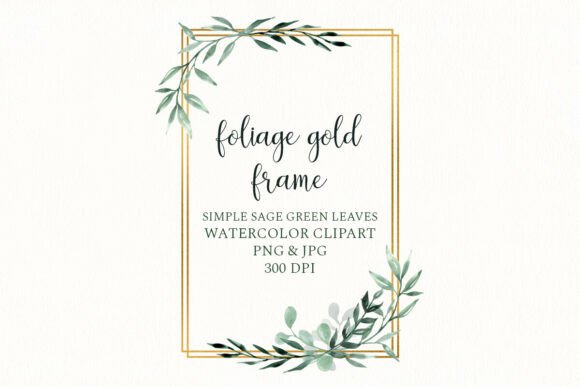 Download Foliage Gold Frame Watercolor Border - Watercolor Collection