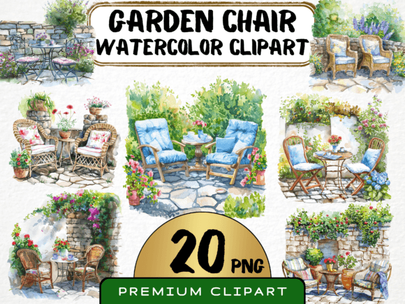 Download Watercolor Garden Chairs Clipart - Watercolor Collection
