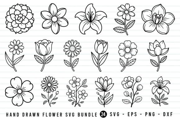 Download Hand Drawn Flower SVG Bundle - Hand drawn Collection