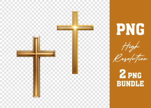 Download Watercolor PNG Ornate Gold Cross Bundle - Watercolor Collection