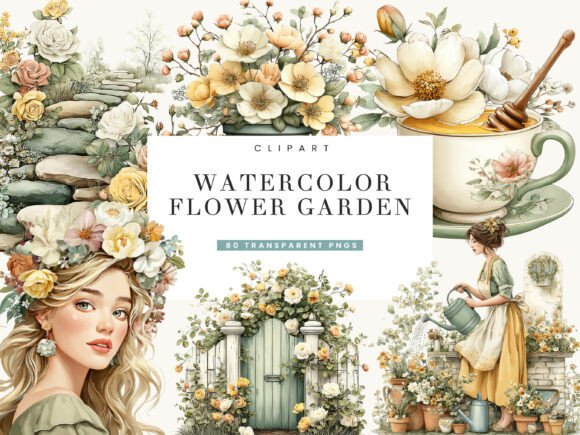 Download Watercolor Flower Garden Clipart Bundle - Watercolor Collection