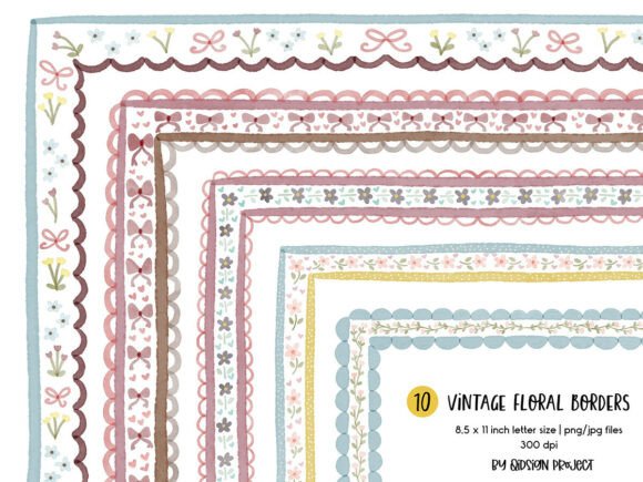Download Vintage Floral Border Watercolor PNG - Watercolor Collection