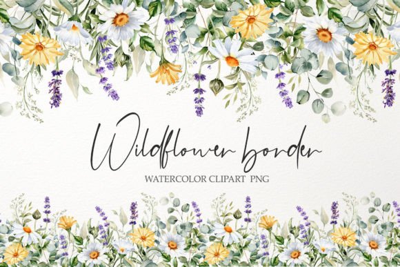 Download Watercolor Floral Border PNG. Wildflower - Watercolor Collection
