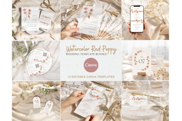 Download Watercolor Poppy Flower Wedding Template - Watercolor Collection